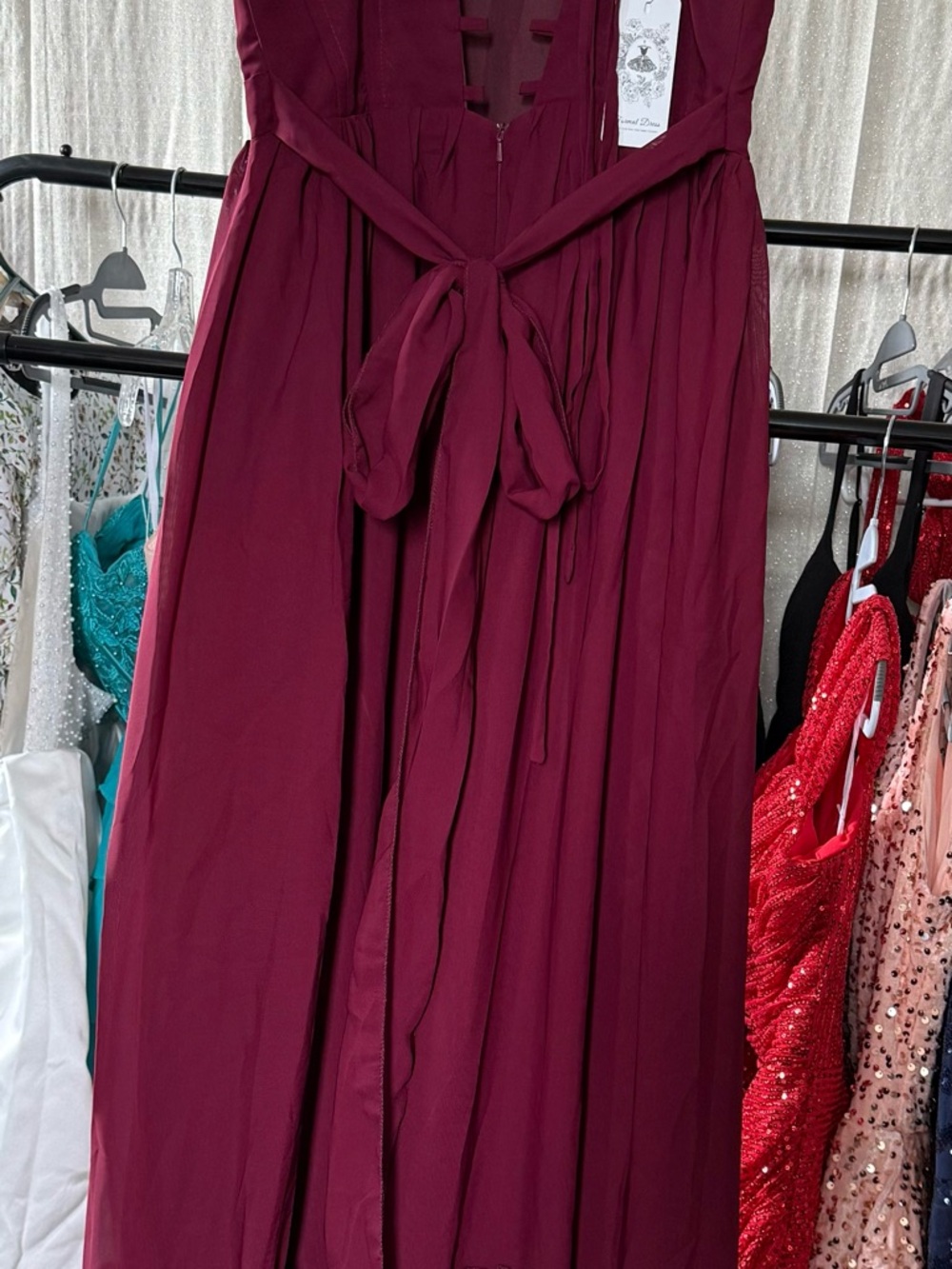 Elegant Burgundy Pleated Maxi Skirt - Women - Picture 4 of 8
